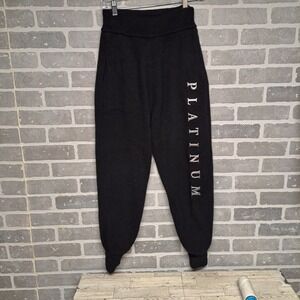 ALEXANDER WANG WOMEN'S BLACK‎ Knit JOGGER SWEATPANTS Platinum Logo SIZE SMALL